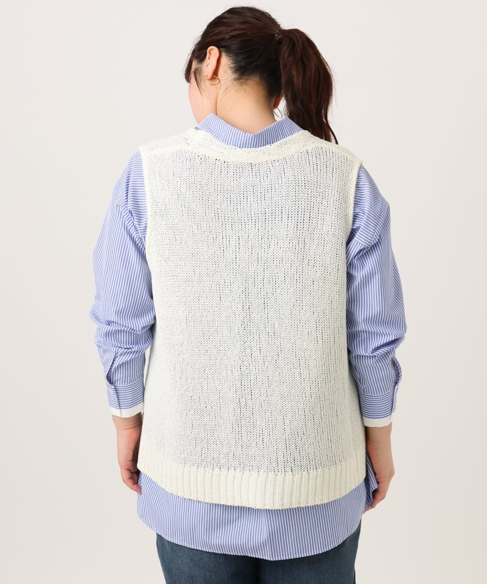 OLFCD02089 eur3(エウルキューブ) 【大きいサイズ】テープヤーンニットベスト アイボリー(80)