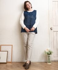 OLFDD06089 eur3(エウルキューブ) 【大きいサイズ】かぎ針風レースベスト ブルー