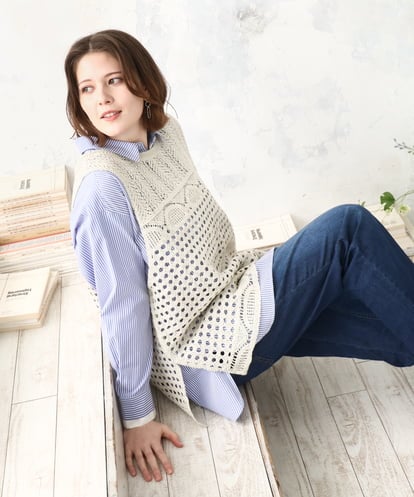 OLFDD06089 eur3 【大きいサイズ】かぎ針風レースベスト