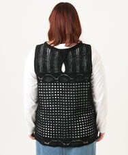 OLFDD06089 eur3(エウルキューブ) 【大きいサイズ】かぎ針風レースベスト ブラック