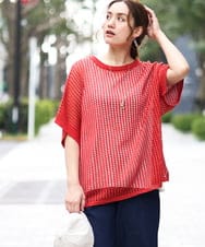 OLFGA08079 eur3(エウルキューブ) 【大きいサイズ/a.v.v×eur3】ラメメッシュニットプルオーバー オレンジ(15)