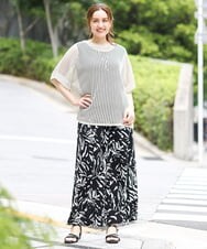 OLFGA08079 eur3(エウルキューブ) 【大きいサイズ/a.v.v×eur3】ラメメッシュニットプルオーバー ベージュ(82)