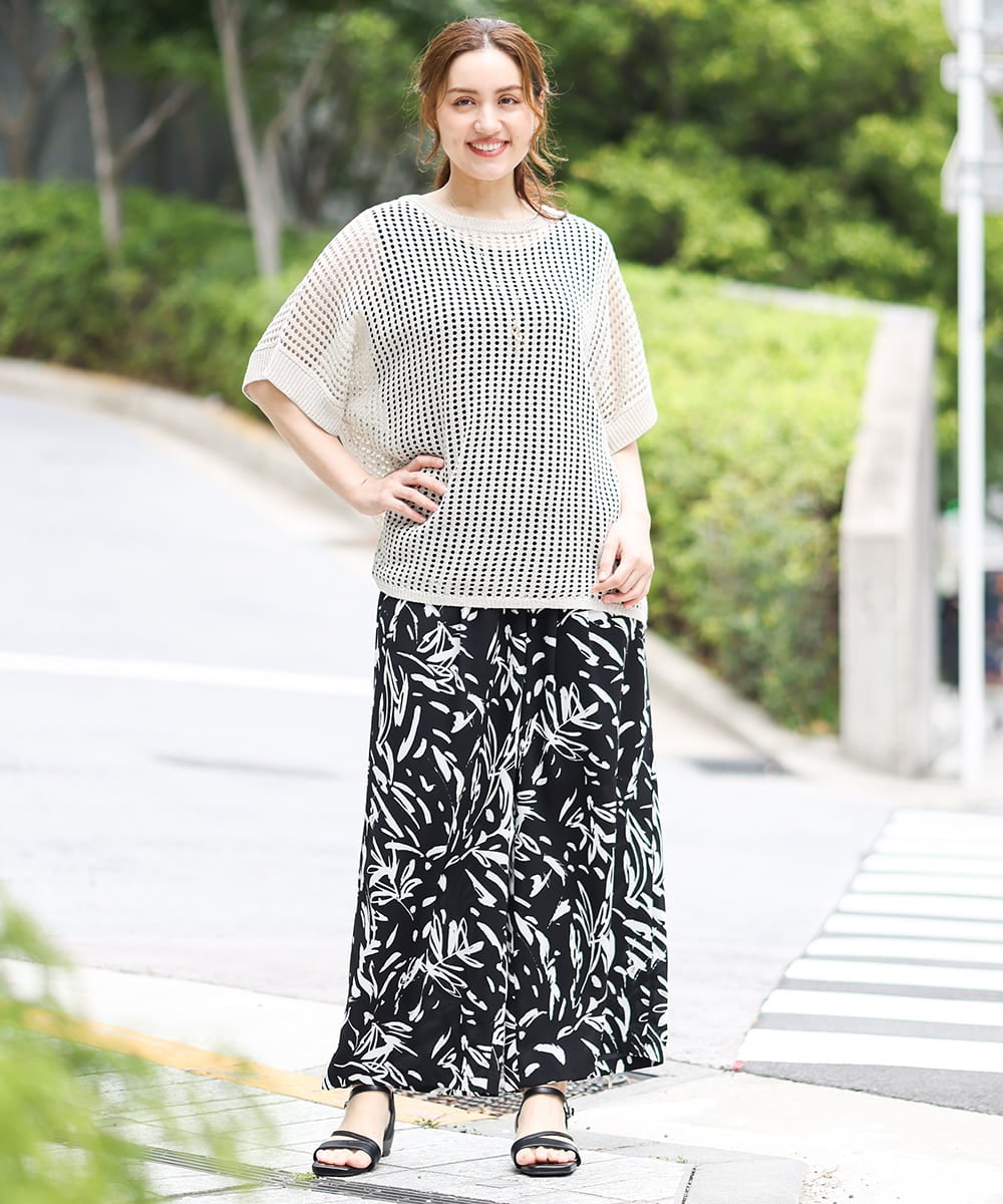 OLFGA08079 eur3(エウルキューブ) 【大きいサイズ/a.v.v×eur3】ラメメッシュニットプルオーバー ベージュ(82)