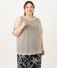OLFGA08079 eur3(エウルキューブ) 【大きいサイズ/a.v.v×eur3】ラメメッシュニットプルオーバー ベージュ(82)