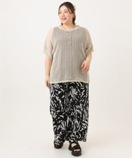 OLFGA08079 eur3(エウルキューブ) 【大きいサイズ/a.v.v×eur3】ラメメッシュニットプルオーバー ベージュ(82)