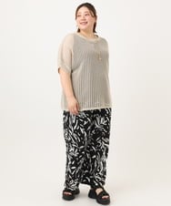OLFGA08079 eur3(エウルキューブ) 【大きいサイズ/a.v.v×eur3】ラメメッシュニットプルオーバー ベージュ(82)