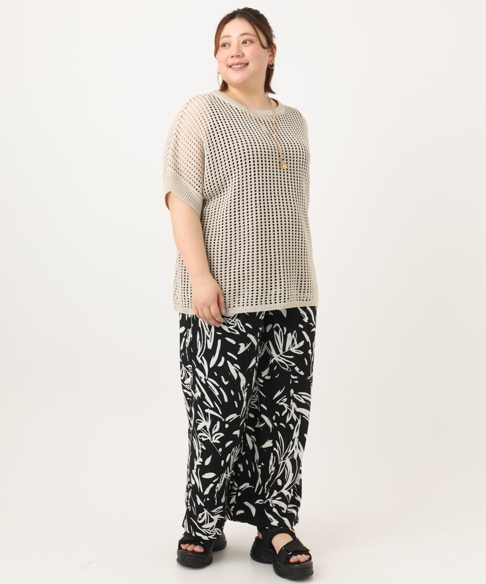 OLFGA08079 eur3(エウルキューブ) 【大きいサイズ/a.v.v×eur3】ラメメッシュニットプルオーバー ベージュ(82)
