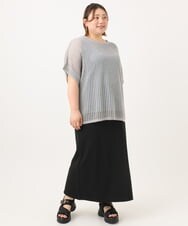 OLFGA08079 eur3(エウルキューブ) 【大きいサイズ/a.v.v×eur3】ラメメッシュニットプルオーバー グレー(92)