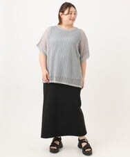 OLFGA08079 eur3(エウルキューブ) 【大きいサイズ/a.v.v×eur3】ラメメッシュニットプルオーバー グレー(92)