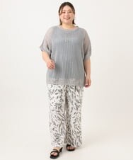 OLFGA08079 eur3(エウルキューブ) 【大きいサイズ/a.v.v×eur3】ラメメッシュニットプルオーバー グレー(92)