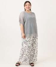 OLFGA08079 eur3(エウルキューブ) 【大きいサイズ/a.v.v×eur3】ラメメッシュニットプルオーバー グレー(92)