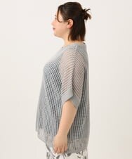 OLFGA08079 eur3(エウルキューブ) 【大きいサイズ/a.v.v×eur3】ラメメッシュニットプルオーバー グレー(92)