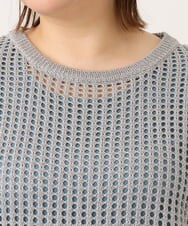 OLFGA08079 eur3(エウルキューブ) 【大きいサイズ/a.v.v×eur3】ラメメッシュニットプルオーバー グレー(92)