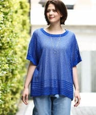 OLFGD25079 eur3(エウルキューブ) 【大きいサイズ/a.v.v×eur3】メッシュラメニット ブルー