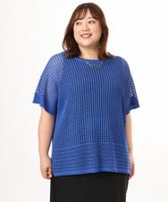 OLFGD25079 eur3(エウルキューブ) 【大きいサイズ/a.v.v×eur3】メッシュラメニット ブルー