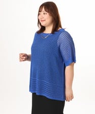 OLFGD25079 eur3(エウルキューブ) 【大きいサイズ/a.v.v×eur3】メッシュラメニット ブルー