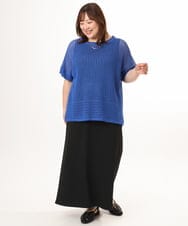OLFGD25079 eur3(エウルキューブ) 【大きいサイズ/a.v.v×eur3】メッシュラメニット ブルー