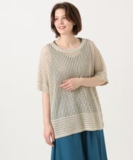 OLFGD25079 eur3(エウルキューブ) 【大きいサイズ/a.v.v×eur3】メッシュラメニット ベージュ