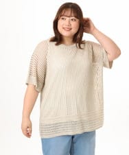 OLFGD25079 eur3(エウルキューブ) 【大きいサイズ/a.v.v×eur3】メッシュラメニット ベージュ