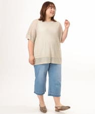 OLFGD25079 eur3(エウルキューブ) 【大きいサイズ/a.v.v×eur3】メッシュラメニット ベージュ