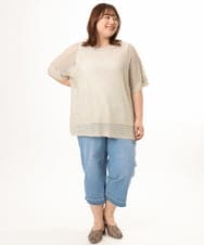 OLFGD25079 eur3(エウルキューブ) 【大きいサイズ/a.v.v×eur3】メッシュラメニット ベージュ