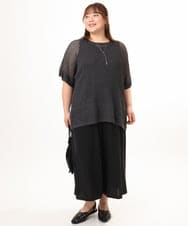 OLFGD25079 eur3(エウルキューブ) 【大きいサイズ/a.v.v×eur3】メッシュラメニット ダークグレー