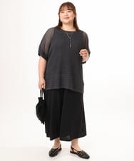 OLFGD25079 eur3(エウルキューブ) 【大きいサイズ/a.v.v×eur3】メッシュラメニット ダークグレー