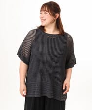 OLFGD25079 eur3(エウルキューブ) 【大きいサイズ/a.v.v×eur3】メッシュラメニット ダークグレー