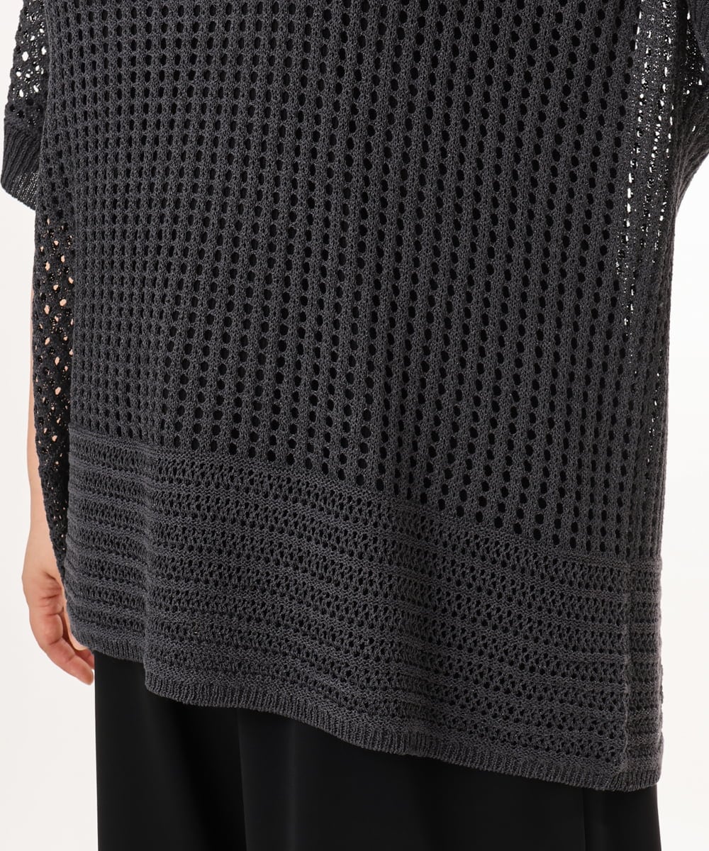 OLFGD25079 eur3(エウルキューブ) 【大きいサイズ/a.v.v×eur3】メッシュラメニット ダークグレー