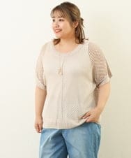 OLFHP08080 eur3(エウルキューブ) 【大きいサイズ/2点セット/11号サイズあり】メッシュニット＆タンクトップ ベージュ(82)