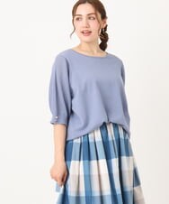 OLFIA04079 eur3(エウルキューブ) 【大きいサイズ/a.v.v×eur3】プリーツスリーブサマーニット ライトブルー(50)