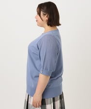 OLFIA04079 eur3(エウルキューブ) 【大きいサイズ/a.v.v×eur3】プリーツスリーブサマーニット ライトブルー(50)
