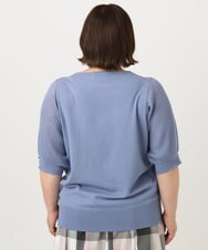 OLFIA04079 eur3(エウルキューブ) 【大きいサイズ/a.v.v×eur3】プリーツスリーブサマーニット ライトブルー(50)
