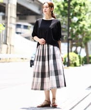 OLFIA04079 eur3(エウルキューブ) 【大きいサイズ/a.v.v×eur3】プリーツスリーブサマーニット ブラック(94)