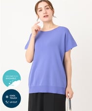 OLFIA05069 eur3(エウルキューブ) 【大きいサイズ/接触冷感】フレンチスリーブサマーニット ブルー(55)