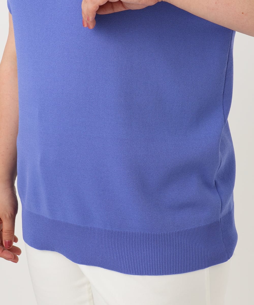 OLFIA05069 eur3(エウルキューブ) 【大きいサイズ/接触冷感】フレンチスリーブサマーニット ブルー(55)