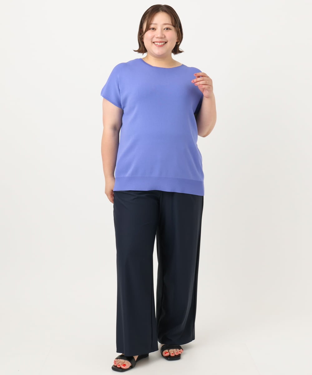OLFIA05069 eur3(エウルキューブ) 【大きいサイズ/接触冷感】フレンチスリーブサマーニット ブルー(55)