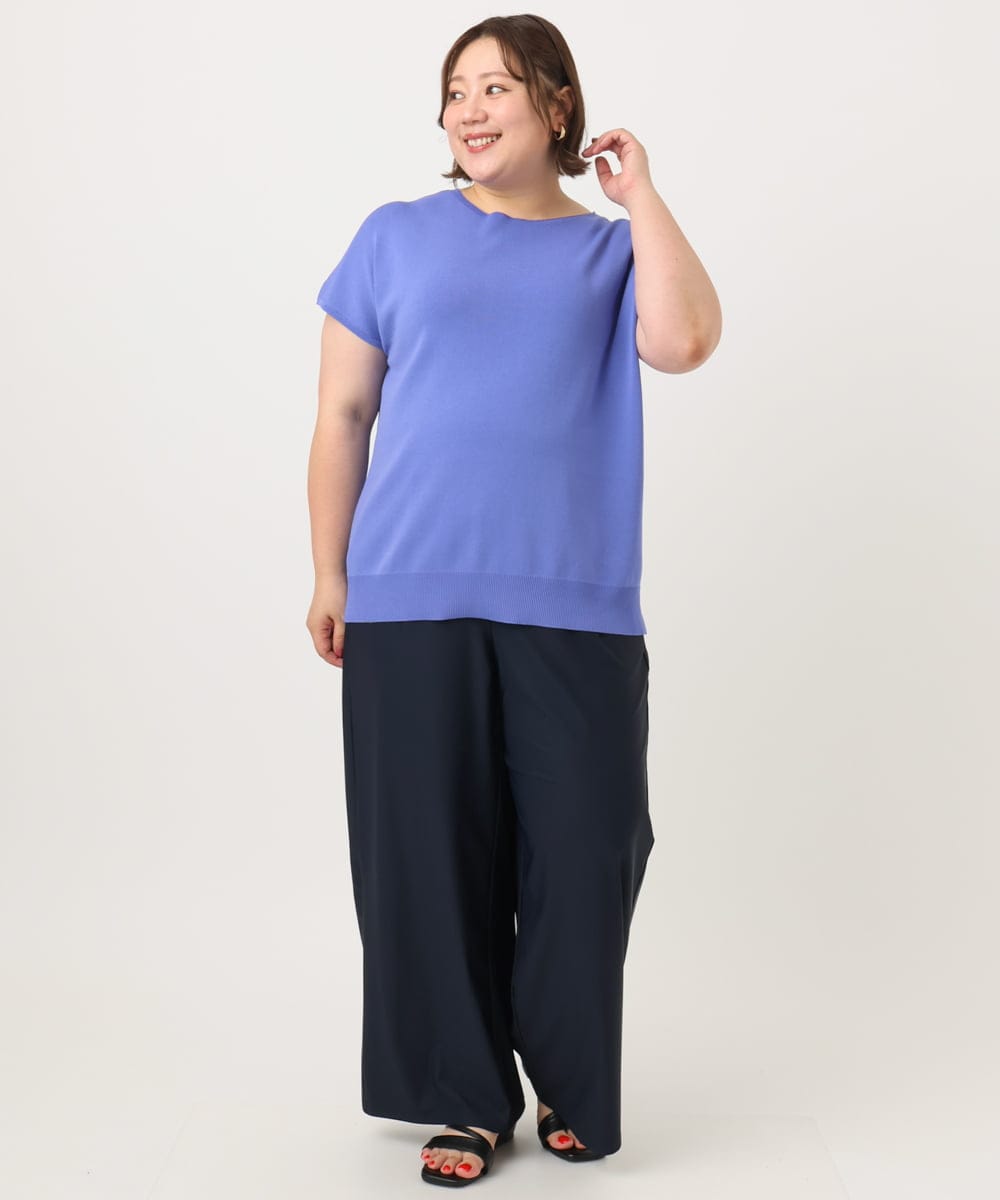 OLFIA05069 eur3(エウルキューブ) 【大きいサイズ/接触冷感】フレンチスリーブサマーニット ブルー(55)