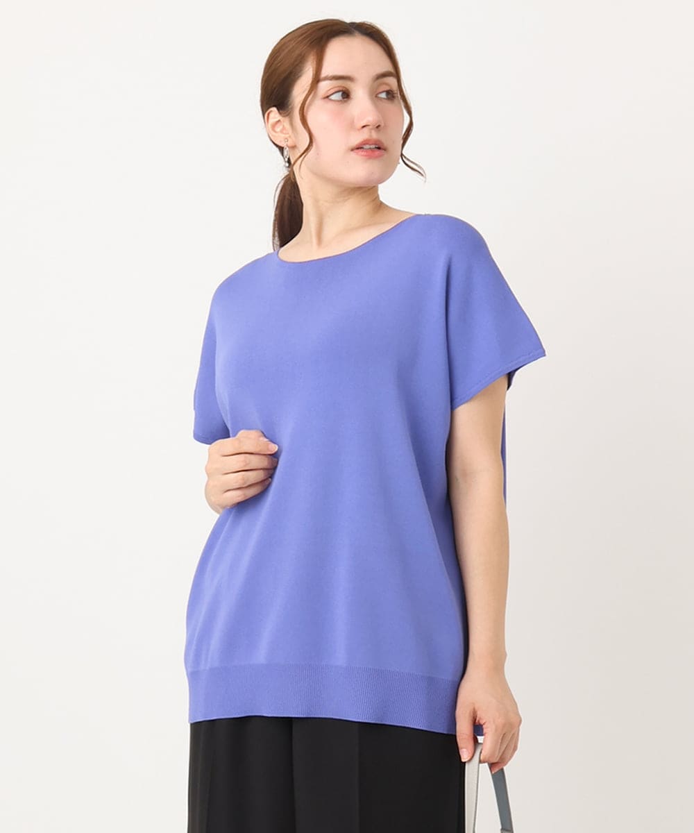 OLFIA05069 eur3(エウルキューブ) 【大きいサイズ/接触冷感】フレンチスリーブサマーニット ブルー(55)