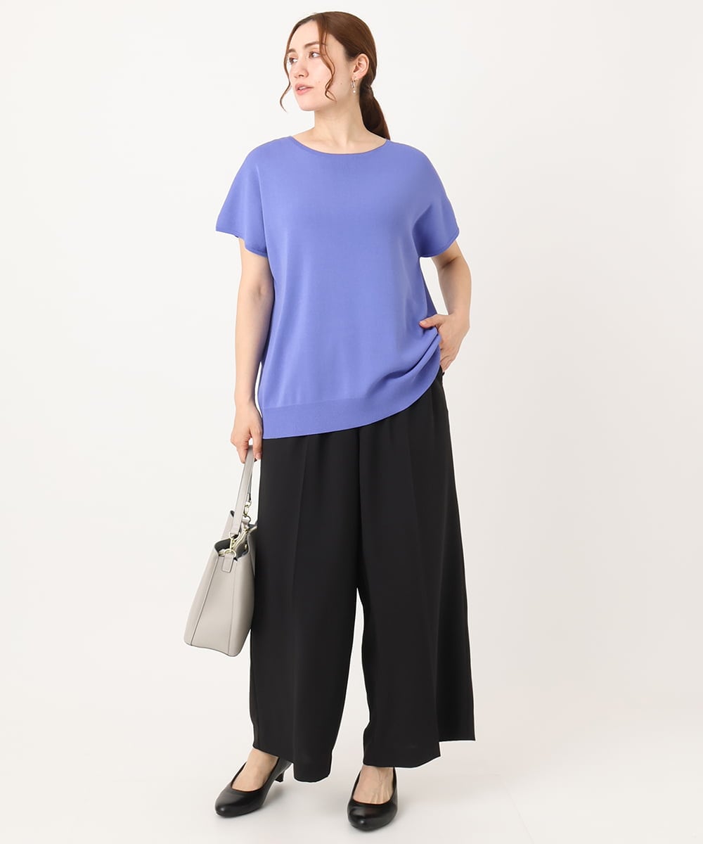 OLFIA05069 eur3(エウルキューブ) 【大きいサイズ/接触冷感】フレンチスリーブサマーニット ブルー(55)