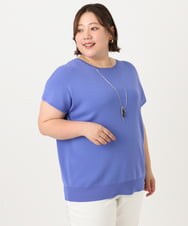 OLFIA05069 eur3(エウルキューブ) 【大きいサイズ/接触冷感】フレンチスリーブサマーニット ブルー(55)