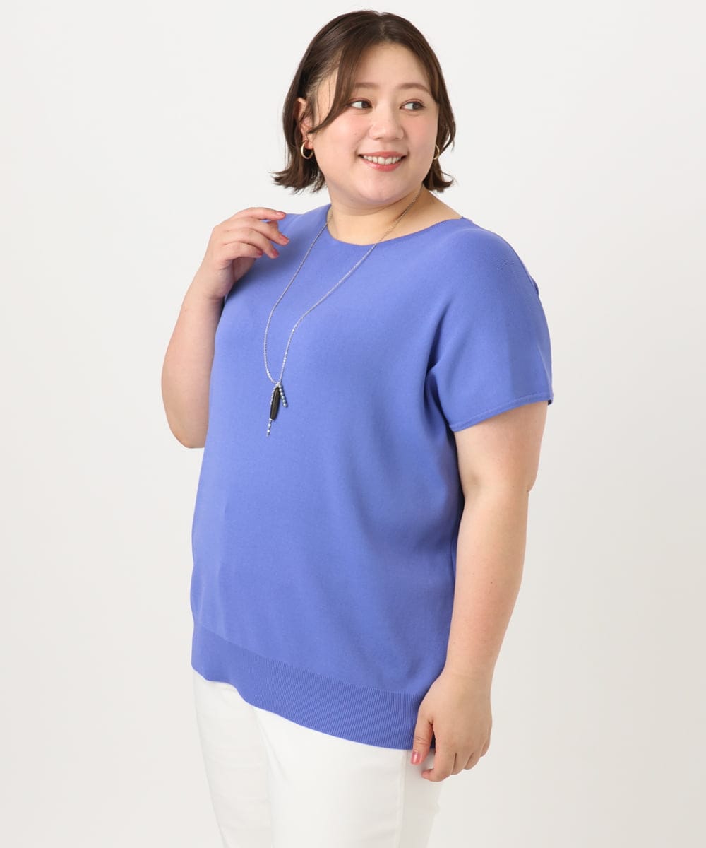 OLFIA05069 eur3(エウルキューブ) 【大きいサイズ/接触冷感】フレンチスリーブサマーニット ブルー(55)