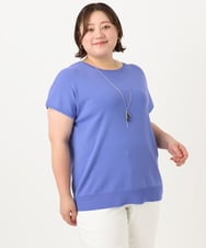 OLFIA05069 eur3(エウルキューブ) 【大きいサイズ/接触冷感】フレンチスリーブサマーニット ブルー(55)