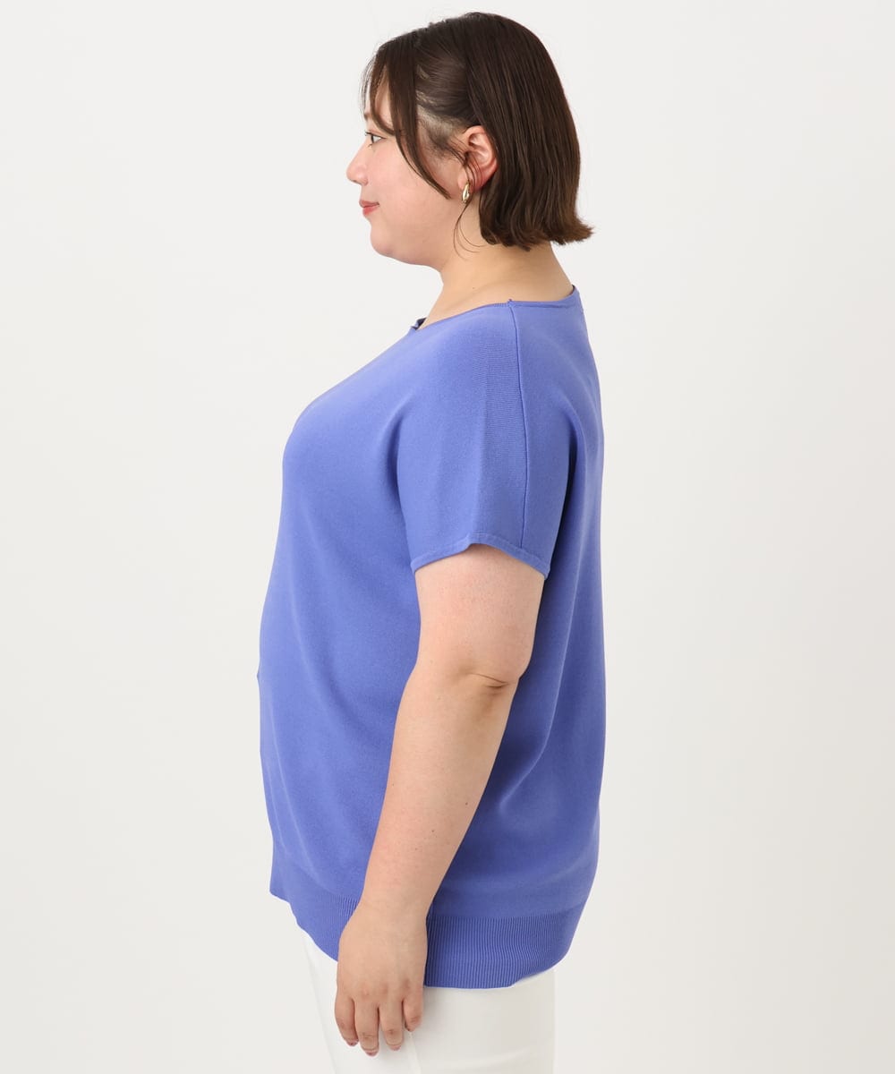 OLFIA05069 eur3(エウルキューブ) 【大きいサイズ/接触冷感】フレンチスリーブサマーニット ブルー(55)