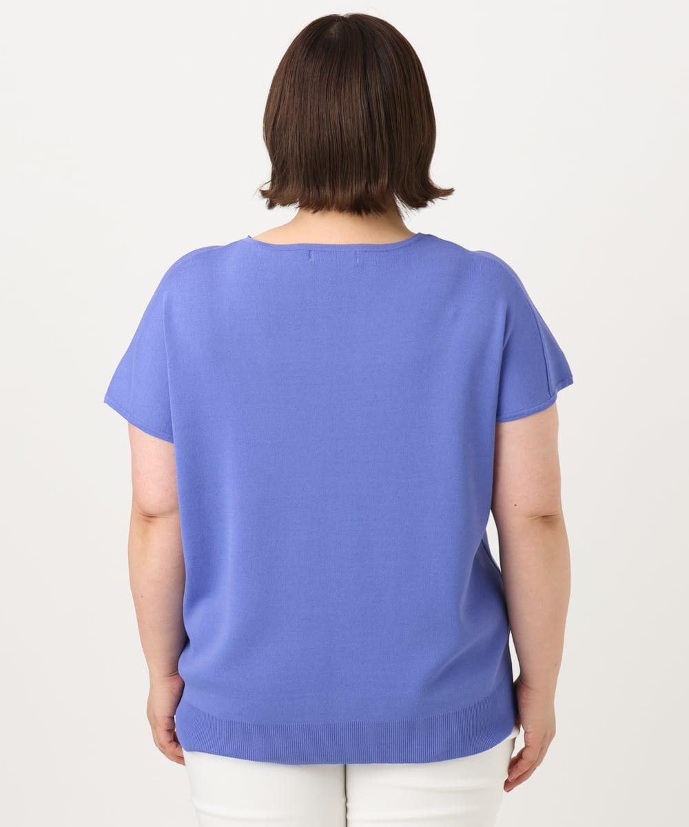 OLFIA05069 eur3(エウルキューブ) 【大きいサイズ/接触冷感】フレンチスリーブサマーニット ブルー(55)