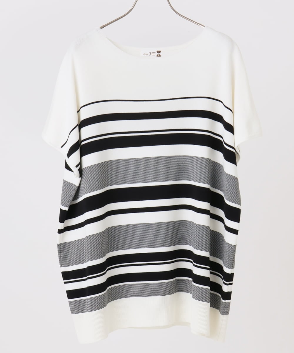 OLFIA05069 eur3(エウルキューブ) 【大きいサイズ/接触冷感】フレンチスリーブサマーニット アイボリー(80)