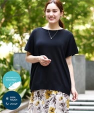 OLFIA05069 eur3(エウルキューブ) 【大きいサイズ/接触冷感】フレンチスリーブサマーニット ブラック(94)