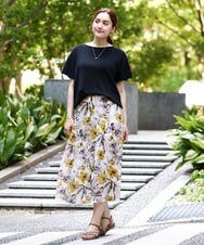 OLFIA05069 eur3(エウルキューブ) 【大きいサイズ/接触冷感】フレンチスリーブサマーニット ブラック(94)