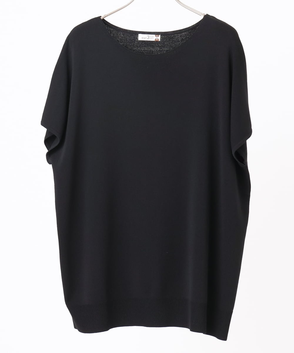 OLFIA05069 eur3(エウルキューブ) 【大きいサイズ/接触冷感】フレンチスリーブサマーニット ブラック(94)