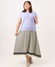OLFID09079 eur3(エウルキューブ) 【大きいサイズ/接触冷感】サイドスリットサマーニット ラベンダー